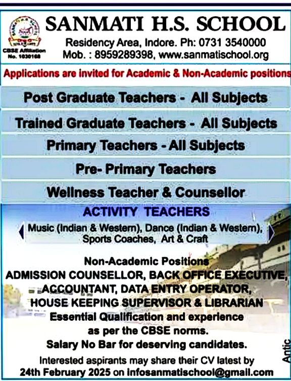 teaching vacancy in indore